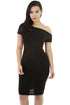 Black Zipper Neckline Bodycon Midi Dress